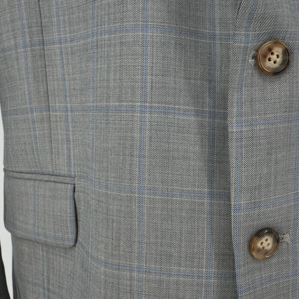 LRL Ralph Lauren Sport Coat Mens 48R Light Gray Plaid Wool Blend Blazer Jacket